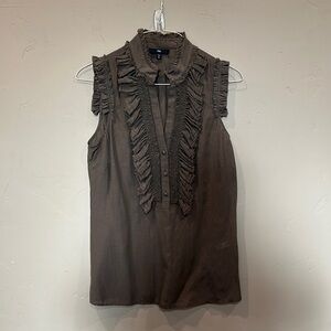 Women's Sleeveless Ruffle Top - Brown